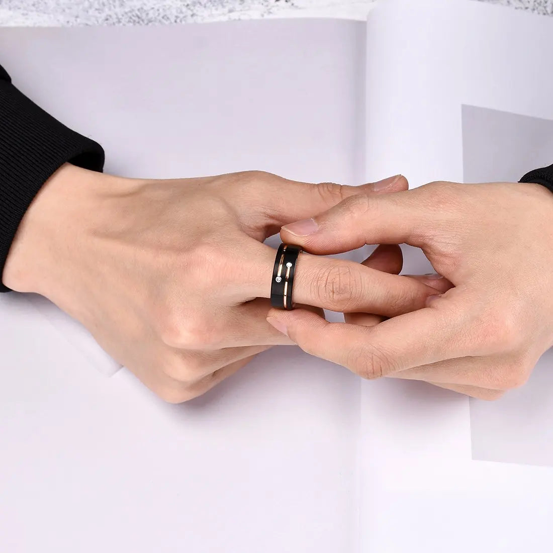 Fashion Men's Carbon Fiber Ring